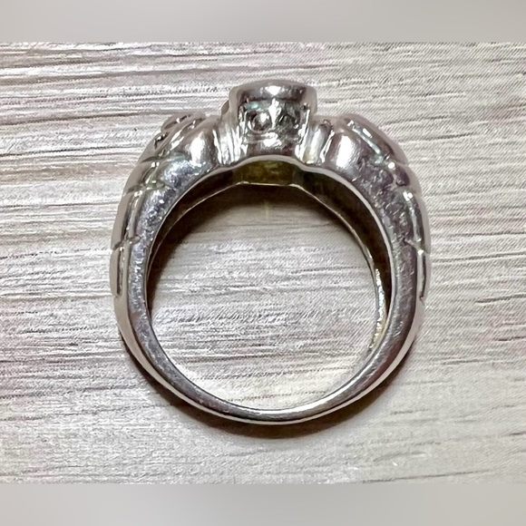 Vintage Designer Hallmarked Geometric Sterling Silver Citrine Ring, Size 7 - Picture 6 of 11